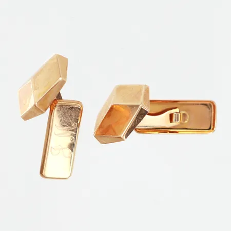 Ett par manschettknappar, 11x20mm, gravyr, 14K Vikt: 2,1 g