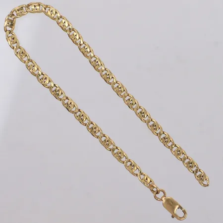 Armband, längd 17cm, bredd 3,3mm, defekt, saknar lås, 18K  Vikt: 2,7 g