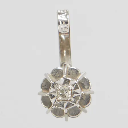 Hänge med diamant 1 x ca.0,007ct, 8/8-slipad, 11,2x5,7mm, svenska stämplar, vitguld, 18K Vikt: 0,4 g