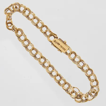 Armband, Bismarck, längd: 19cm, bredd: 5,8mm, skadad länk, svenska stämplar, 18K Vikt: 7,7 g