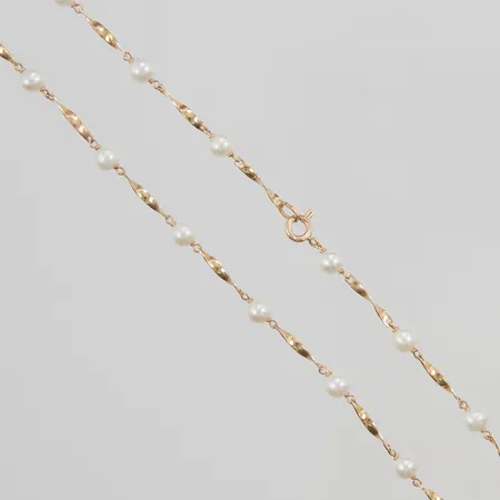 Collier, stavar samt pärlor, 43,5cm, bredd: 5,4mm, 18K, 8,1g.