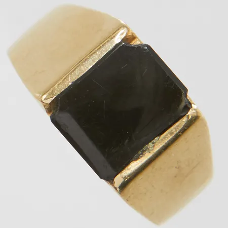 Klackring med onyx, skadad, Ø20½, bredd: 2,9-11,1mm, 14K Vikt: 8 g