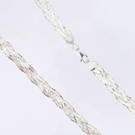 Halskedja flätad, GHA, längd 43cm, bredd 8mm, silver 925/1000 Vikt: 17,8 g