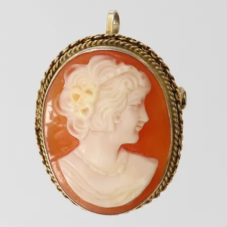 Hänge/brosch Camé, ca 33x22,5mm, något sliten förgyllning. 925/1000 silver  Vikt: 5,5 g