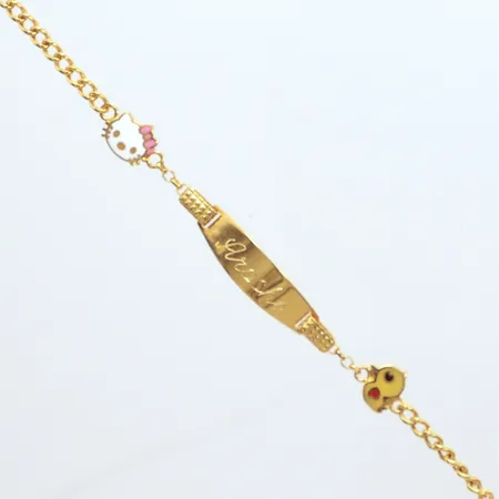 barnarmband med namnbricka, gravyr 14cm, 21k  Vikt: 3,3 g