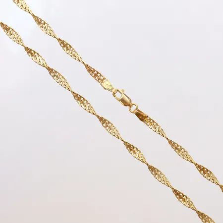 Kedja Singapore, längd 50cm, bredd 3,5mm, 18K.  Vikt: 5,3 g