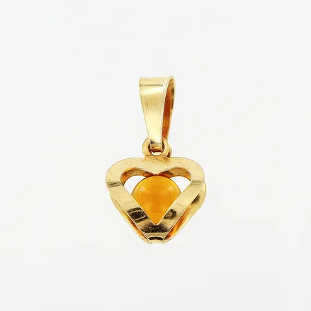 Hänge, hjärta, gul sten, 15x9mm, 18K.   Vikt: 0,6 g