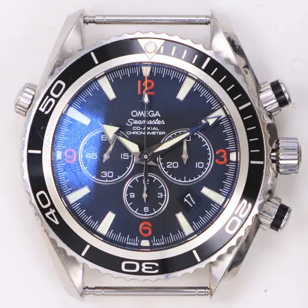 Herrur Omega Seamaster Planet Ocean Co-Axial, stål, automatisk, datum, kronograf, ref-nr 22105100, serie-nr 78318463, cal 3313, natoband med originalspänne, extra stållänk med två extra länkbitar, piktogram, certifikat, bruksskick, box