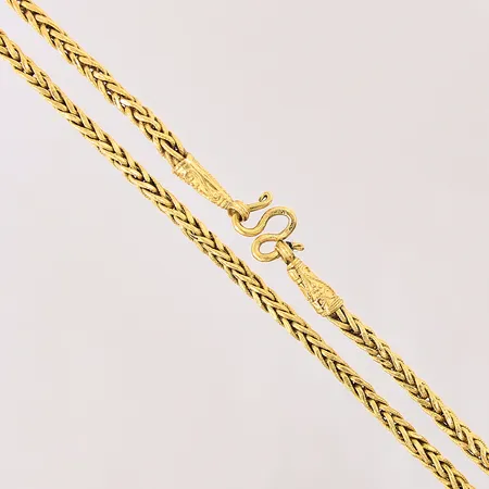 Collier, längd: 59cm, bredd: 3,1mm, smärre bucklor, Thaiguld, 2 Baht, 23K  Vikt: 30,6 g