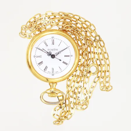 Fickur More Time, manuell, gulmetall, med kedja, 70,5cm