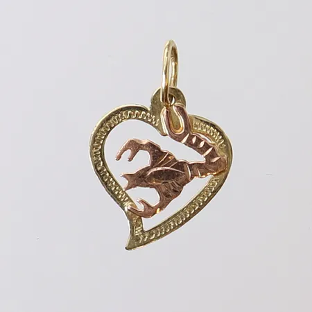 Hänge, hjärta med kräfta, 20,5x13,5mm, tvåfärgad, 14K Vikt: 0,7 g