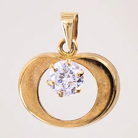 Hänge med vit sten, 25x14mm, 18K  Vikt: 0,8 g