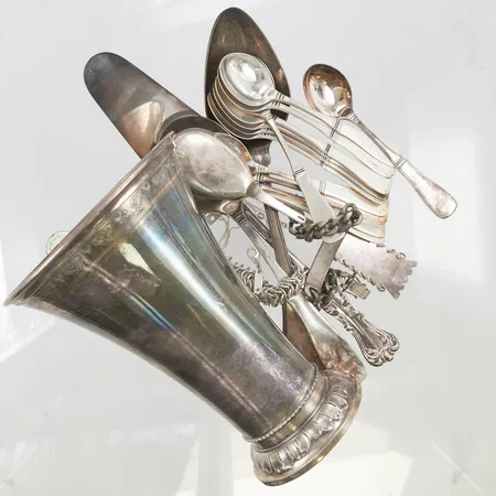 Diverse silver, gravyrer/defekter, 830/1000, 693,1g.