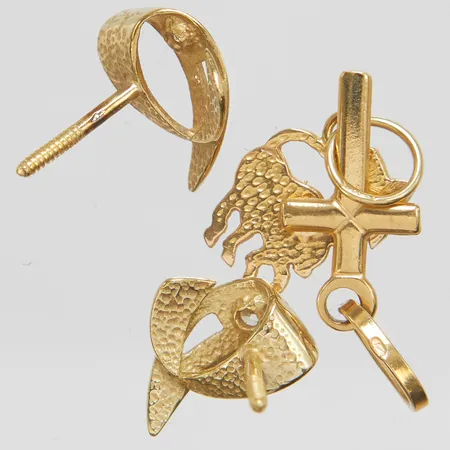 Diverse guld, defekt, stenar, 14K Vikt: 2,8 g