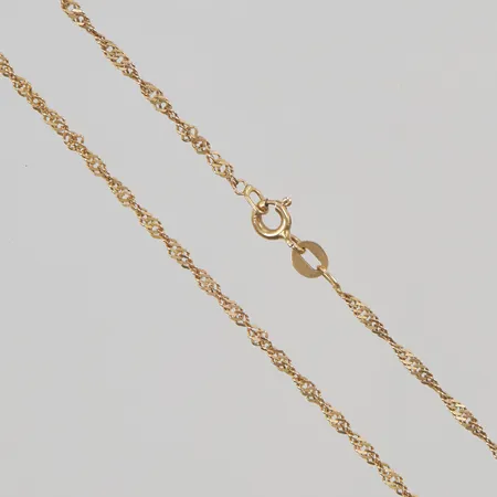 Kedja, Singapore, 47cm, bredd: 2mm, glappt lås, 18K, 3,3g.