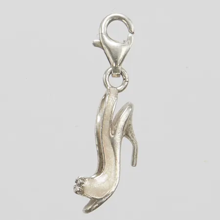 Berlock, sko, 29x9mm, emaljdetaljer samt vit sten, klacken böjd, Thomas Sabo, silver, 925/1000 Vikt: 1,7 g