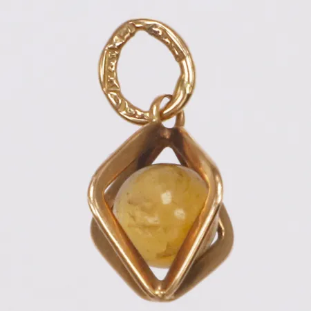Hänge, gul sten, 15mm, 18K Vikt: 0,8 g