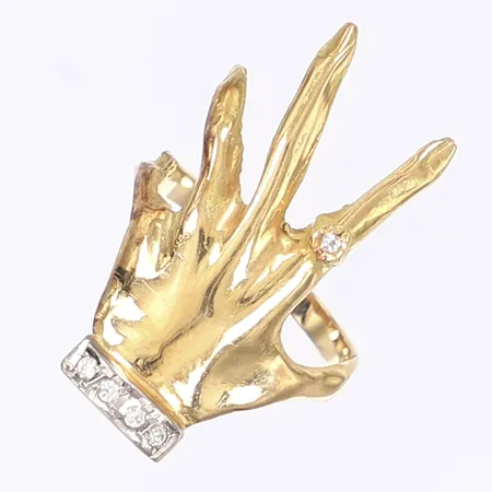 Ring hand med vita stenar, stl 17¼, bredd 2-30mm, 18K Vikt: 5,3 g