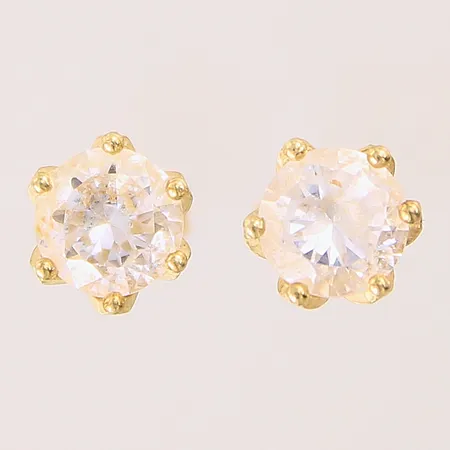 Ett par örhängen med vita stenar, Ø7mm, 14K  Vikt: 1,8 g