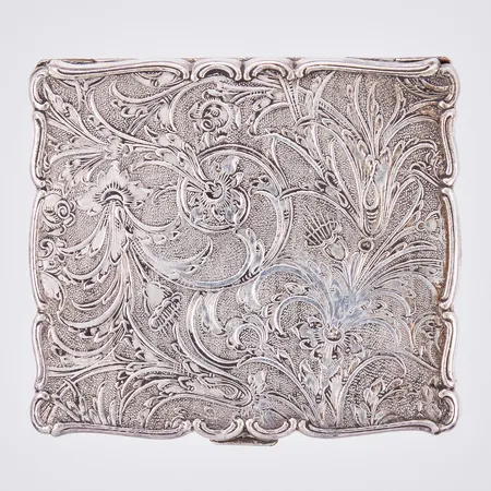 Puderdosa, med spegel och fack, längd: 7cm, bredd: ca 60mm, metall