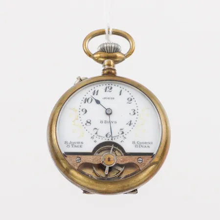 Fickur Jovis, tickar igång med ej funktionstestat, diameter ca 5 cm, gulmetall.