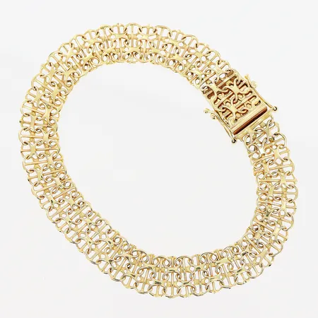 Armband X-länk med stav, 19cm, bredd 9,5mm, 18K Vikt: 14,4 g