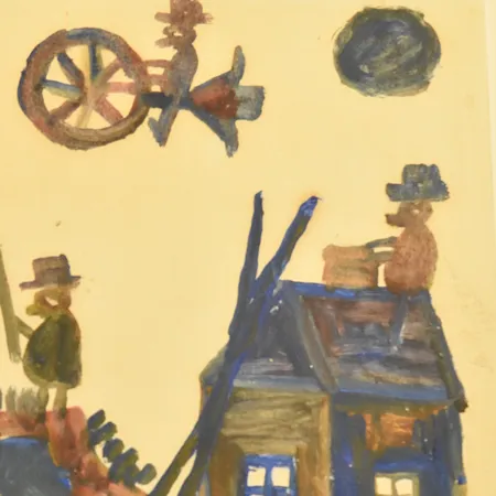 Tavla, Nils Rundgren, Björnjägaren, akvarell, bildmått 41x29 cm, mått inkl ram 53x41 cm, signerad Nils Rundgren 1963 på akvarell. Skickas med postpaket.