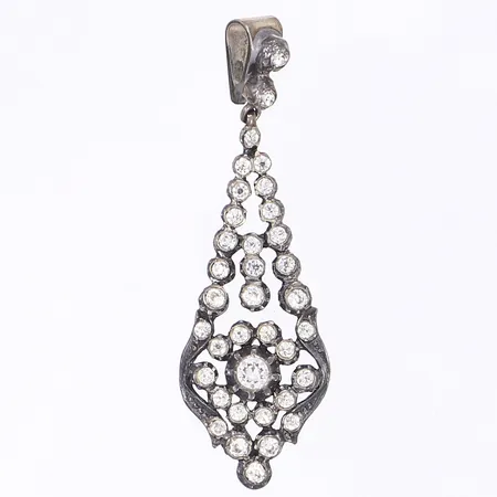 Hänge med vita stenar, höjd 50mm inkl öglan, 1900-talets mitt, silver 925/1000 Vikt: 6,4 g