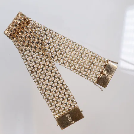 Armband X-länk 21,5cm bredd 24mm, HÅN (Norens Guldatelje) Stockholm 1968, 18K Vikt: 42,9 g