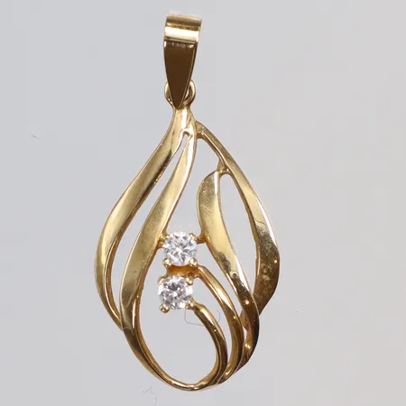 Hänge med vita stenar, 30x15mm, 18K Vikt: 1,4 g