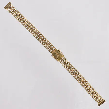 Klockarmband, x-länk, längd ca14,8cm, bredd 7,8mm, Andersson Guldsmed Otto, år1960, 18K Vikt: 15,1 g