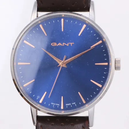 Herrur Gant, quartz, stål, GT081, Ø42mm, slitet läderband ej original, bruksslitage, inga tillbehör