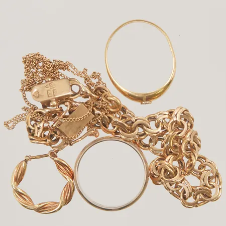 Diverse guld, defekter/gravyrer, 18K, 23,9g.