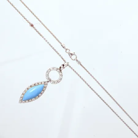 Kedja vitguld med hänge, turkos, längd 43,5cm, 18k  Vikt: 9,5 g