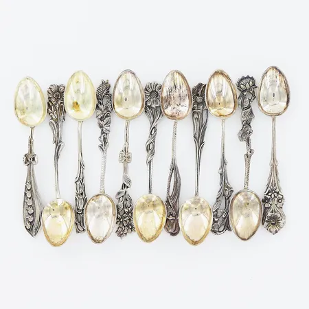 11 kaffeskedar modell Svenska Floran, 101mm, Gewe, silver 830/1000 Vikt: 97 g