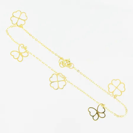 Armband, reglerbar längd 19-20cm, bredd 1mm, berlocker 11mm, 21K Vikt: 1,6 g