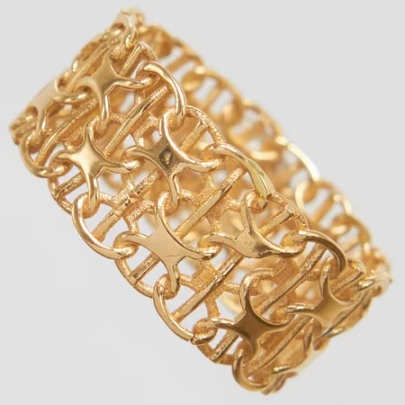 Ring, X-länk, Ø17¾, bredd: 8,8mm, enstaka små sprickor, 18K Vikt: 3,3 g