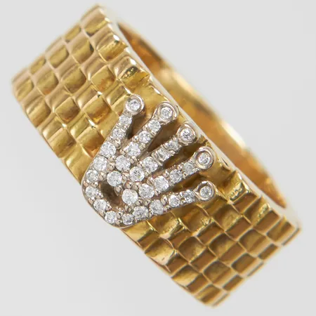 Ring, Ø18¼, bredd: 9-9,3mm, diamanter 32 x ca.0,0025-0,005ct, OBS! Ej märkesdesign!, 18K Vikt: 14,2 g