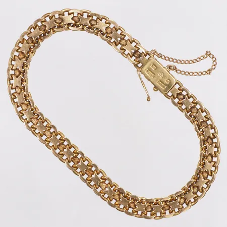 Armband, x-länk, längd ca 18,5cm, bredd 7mm, säkerhetskedja, Holmberg M, år 1970, 18K Vikt: 20,3 g