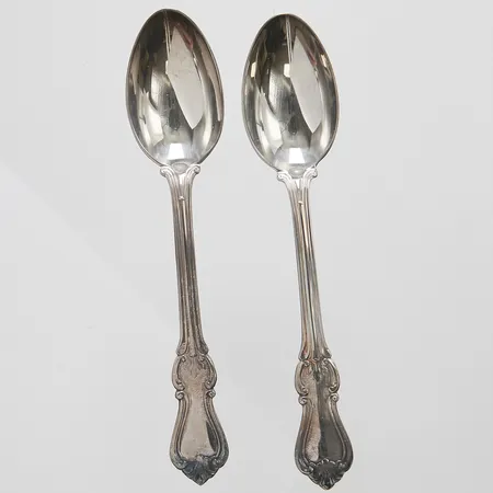 2 Teskedar, modell: Olga, längd: 123mm, GAB, Eskilstuna, 1996-1997, silver, 830/1000 Vikt: 32,9 g