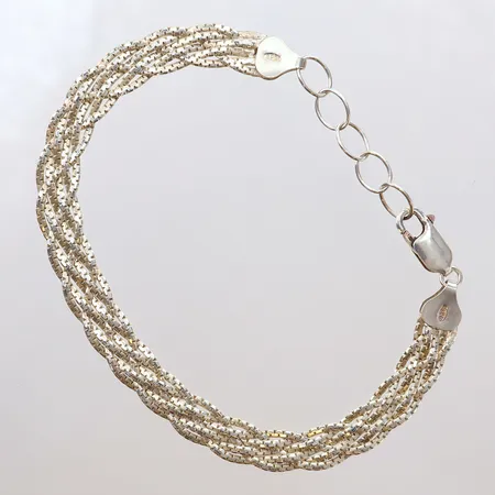 Armband, flätat, längd ca 18-21,5cm, bredd: 7mm, GHA, silver 925/1000 Vikt: 8,3 g