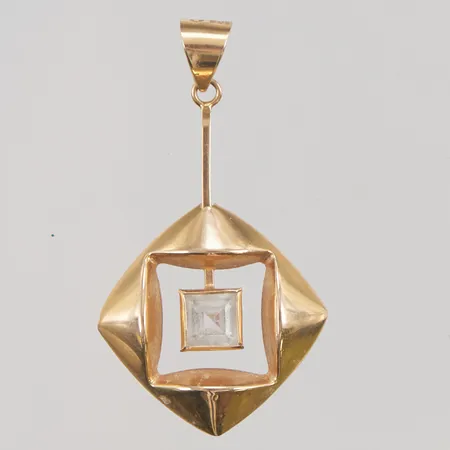 Hänge, vit sten, 37x20mm, 18K, 1,6g.