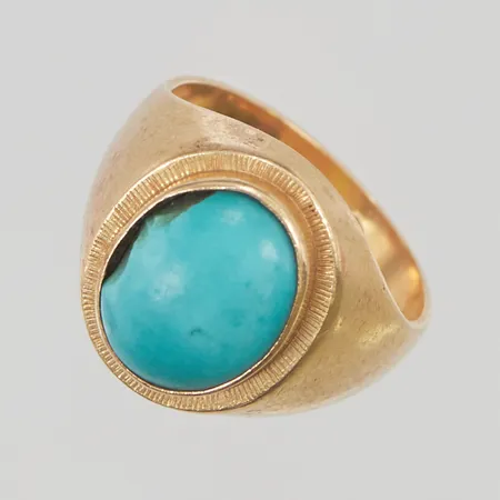 Ring med Turkos, Ø16, bredd: 4-14mm, skadad sten, 18K, 5,7g.