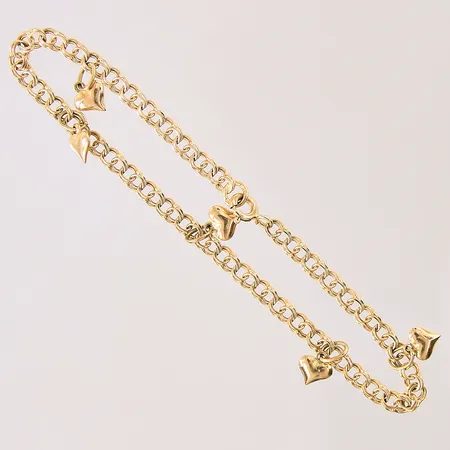 Armband Bismarck med fem berlocker, längd: 18cm, bredd: 3,3-5,8mm, 18K  Vikt: 4,3 g