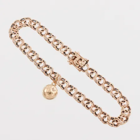 Armband Bismarck, trögt lås, längd ca 20 cm, bredd 6.4 mm, 18k. Vikt: 14,8 g