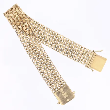 Armband X-länk, kistlås, längd 19cm, bredd 15mm, 18K Vikt: 29 g