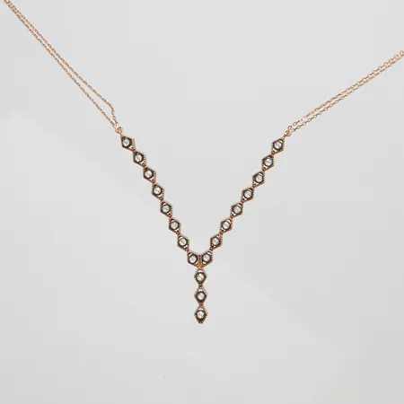 Collier med rosenstenar, längd:39,2cm, bredd:1,5-4,3mm, roséguld, 8K Vikt: 8,5 g