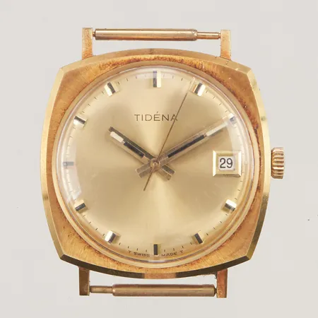 Herrur Tidéna 18K, 32,5mm, manuell, boettnr: 494983, defekt, går ej, saknar band, inga tillbehör, bruttovikt: 27,7g.