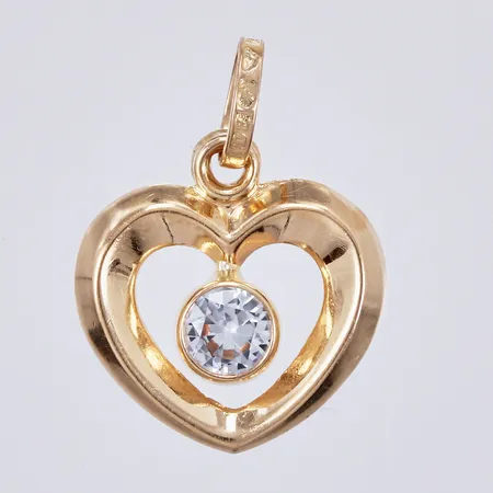 Hänge med syntetisk sten, längd ca 16mm, bredd ca 12mm, 18K Vikt: 0,9 g