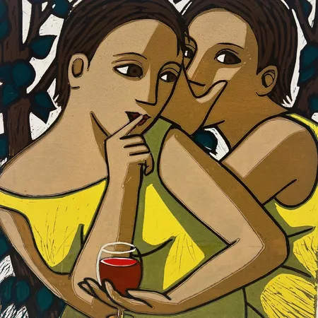 Tavla Secrets, Anita Klein, linoliumtryck, signerad samt numrerad 62/150, bildmått: 42,5cm x 42cm, ej examinerad ur ram, ramad, saknar glas, skador och fläckar på blad och passepartout. Skickas ej - endast hämtning i butik   Vikt: 0 g Specialfrakt, kontakta pantbankskontoret för mer information.